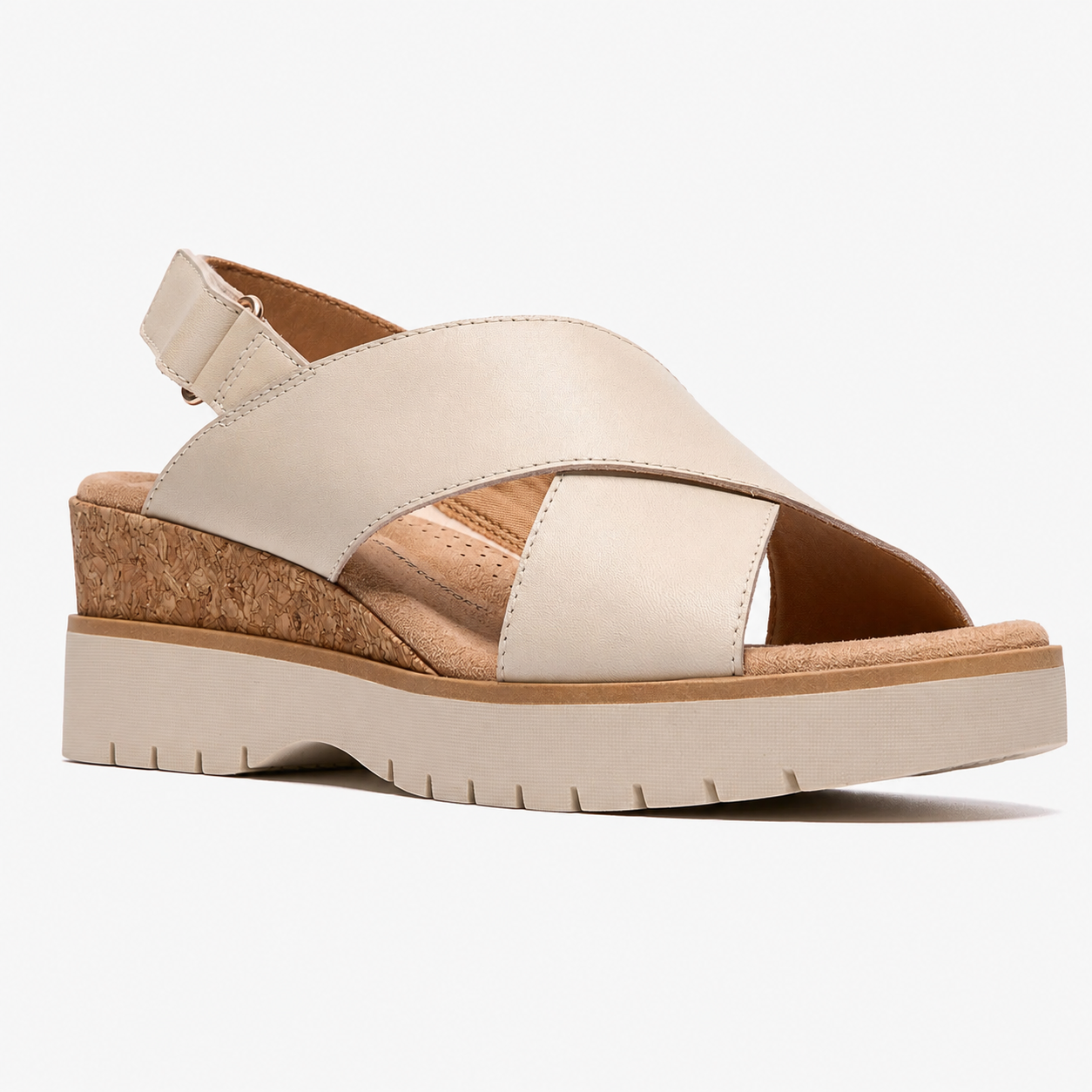 Women's Leather Cross-Strap Comfort Sandals